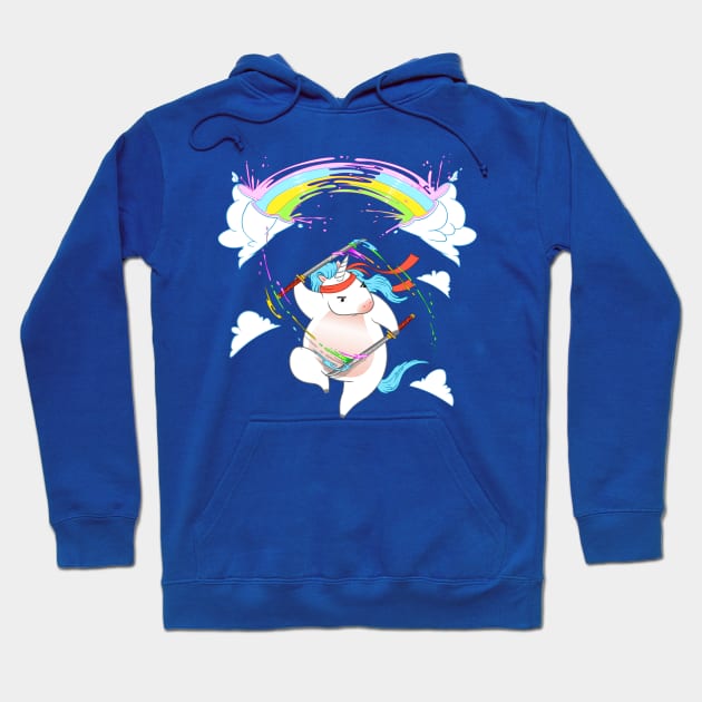 Rainbow Ninja Unicorn Hoodie by andremuller.art